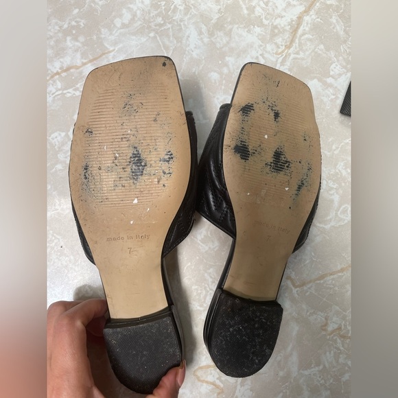 Valentino By Mario Valentino Black and Gold Mules with Distinctive Hardware - Picture 8 of 8